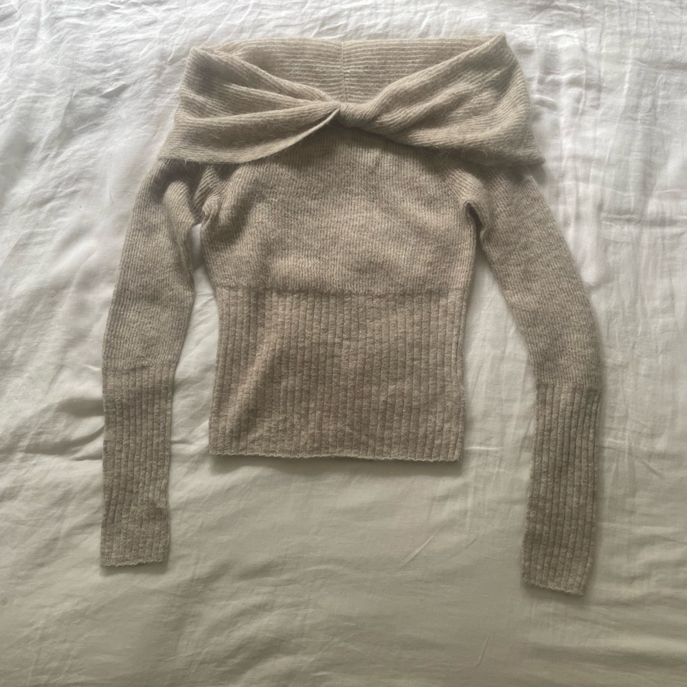Reformation Off-Shoulder Sweater - Soft Beige